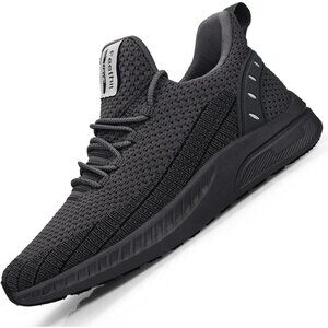Men's Dark Grey Non Slip Lightweight Workout Breathable Mesh Fashion Sneakers